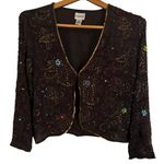 Chico's CHICO’S Y2K Vintage Black Silk Beaded & Sequined Paisley Cardigan Topper Sz S 🤩 Photo 0