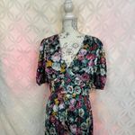 Alexia Admor  Floral Satin V-neck Puff Sleeve Midi Dress Size‎ 6 NWT Photo 4