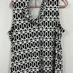 Womans Lulu Sleeveless Pullover Blouse XL Black White Ruffle Detail V Neck Photo 0