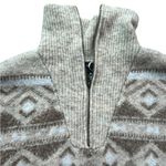 AQUA Bloomingdale’s  Quarter Zip Sweater Large Spread Collar Tan Argyle Photo 6