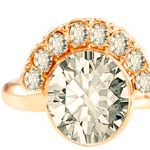 Boutique NEW Women’s Half‎ Moon Rose Gold Plated S925 Simulated Diamond Ring, Size 7 Photo 8