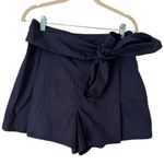 J.Crew Tie Waist Shorts In Cotton Poplin Navy Blue High Waist Size 8 Photo 1
