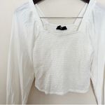 Able White Smocked Long Balloon Sleeves Crop Top Size Small Square Neck Photo 1