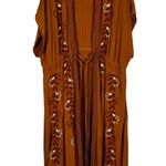 Curations Tie Front Cardigan Plus Size 3X Rust Orange Embroidered Cottagecore Photo 1