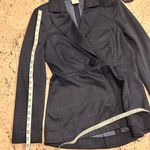 CAbi  Navy Windowpane Peplum Blazer Jacket Size 6 Tailored Workwear Check Print Photo 4