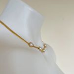 18K Gold Plated White Pearl Snake Herringbone Necklace Stainless Steel Womens Photo 6