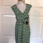 Moulinette Soeurs Anthropologie green and brown tulip print dress Photo 1