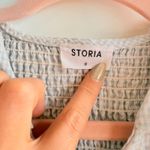 Storia Smocked Blue Gingham Peplum Top with Puff Sleeves & Square Collar size S Photo 4