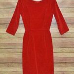 Handmade Ladies XS Red Velvet Midi Sheath Dress Christmas Red Party Winter Photo 0