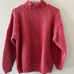 Hunt Club Sweater Women's Large Pink Vintage Cable Knit Mock Neck Ramie Cotton Photo 0