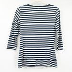 Weekend Max Mara Womens Boho Beaded Rhinestone Flower Striped 3/4 Sleeve Top S Blue Photo 6