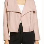 Sam Edelman  Lamb Leather Drape Front Bomber Jacket Neutral Blush Pink Size Small Photo 0