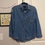 ZARA Distressed Denim Button Down Photo 1