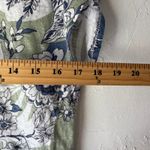 Halston 100% Linen Floral‎ Green Blue White Short Sleeve Top Size L Size L Photo 5