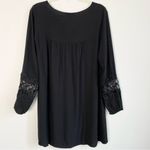 EXPRESS  Crochet Lace Inset Mini Dress Tunic Cover Up Medium Black Boho Bohemian Photo 6