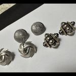 Lot Of 3 Silver Tone Clip On Earrings Mix Photo 3