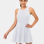 Halara  Sleeveless Back Contrast Mesh Cut Out Mini Flare Dress White XS Photo 0