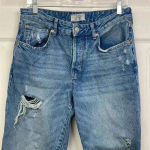 We The Free Free People  Heavily Distressed Crop Straight Jeans Frayed Hem 29 Photo 1