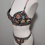 Xhilaration  blue neon paisley bikini set size large Photo 2