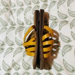 Franco Sarto  Graceleigh Mustard Yellow Strappy Sandals Pull On Slides 8 Photo 8