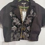 Omser Black Ombre Embroidered Short Puff Sleeve Jacket Sz S NWT Photo 3