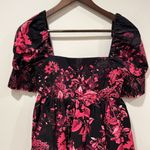 Alice + Olivia Mini Dress Emmalou Stretch Cotton Tiered Sz 0 Black Pink Photo 3