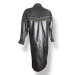 wilson's leather Vintage  Black Long Trench Coat Suede Embossed Floral Detail Photo 10