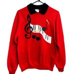 Jerzees Vintage 90s Grandma Music Scale Collar Crewneck Sweater Size L Artsy Photo 0
