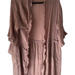 easel  Los Angeles Dusty Rose Ruffle Kimono Cardigan 100% Tencel‎ Boho Drape S Photo 0