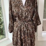 Victoria's Secret Victoria’s Secret Brown Black Leopard Animal Print Satin Robe Kimono Size M-L Photo 0