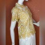 MINKPINK  Elegant Yellow and White Lace Top Size Small Photo 2