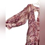 ASOS palm print structured mini dress with lace trim detail and puff sleeve Photo 4