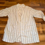 J.Jill  XL Linen Blend Striped Blazer‎ Jacket Long Sleeve Roll Tab Pockets fall Photo 0