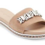 Karl Lagerfeld  Paris Women's BijouTan Slide Sandals Rhinestone suede Wore Once Photo 0