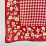 Laura Ashley Scarf Chiffon Square Gingham Checked Daisy Floral Red White 20"x19" Photo 5