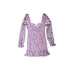 Likely NEW  Lyssa Pink Ruffled Floral Print Puff Sleeve Notch Mini Dress‎ Size 2 Photo 2