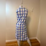LL Bean Women's Daybreak Nightgown XS Blue White Plaid Pockets Cotton Spandex ￼ Photo 10