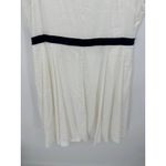 Lands' End  Dress Women 14 White Blue Linen Blend Sleeveless Knee Length Back Zip Photo 2