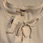 Madewell  women’s Ribbed Lace Up Short Sleeve Tee in Vintage ivory Size M NWT Photo 5