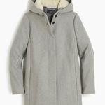 J.Crew Gray Italian Wool Swingy Coat W/ Faux Fur Hood Photo 0