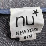 Nu New York Gray Pinstripe Wool Collarless Blazer Jacket Snap Closure S/M Photo 4