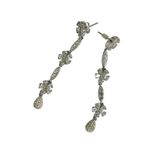 Longleaf Sparkle Floral Formal Dangle Earrings Stoned Silver Photo 2
