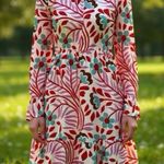 NWT RHODE Red Printed Puff 3/4 Sleeve Mini A Photo 0