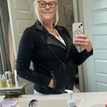 BCBGMAXAZRIA  Studded Black Moto Jacket No Fade Looks NWOT 90s Knit Jacket Photo 4