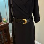 Donna Karan  New York Black Stretch Belted Wrap Midi Tailored Blazer Dress 10 Photo 1