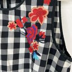 Parker  Size S Printed Dayton Top Embroidered Floral Black White Check Women’s Photo 5