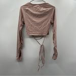 Gymshark  Pink Beige Cropped Ruched Tie Up Ribbon‎ Long Sleeve Top Size M Photo 5