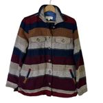 Idyllwind Striped Knit Shacket Womens M Red Gray Coastal Cowgirl Boho Western Photo 1