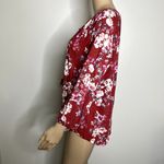 Lucky Brand  Red Floral V Neck Top Photo 1