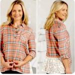Matilda Jane  Noble Button Down Plaid Coral Lace Cottagecore Tunic Top small Photo 1
